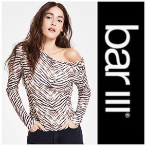 Bar III Women's Zebra Print Off-Shoulder Blouse